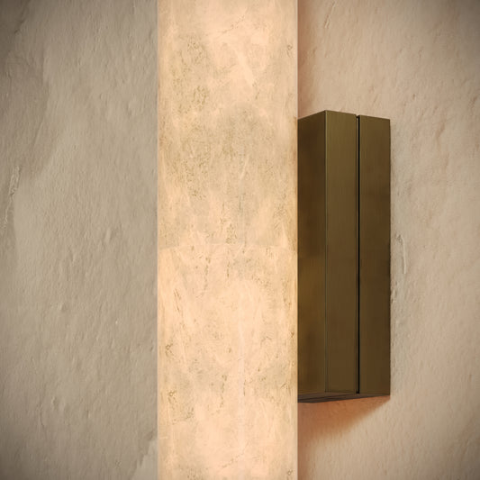 Alabastro Alabaster LED Wall Sconce Light with Burnished Brass Fittings 400mm