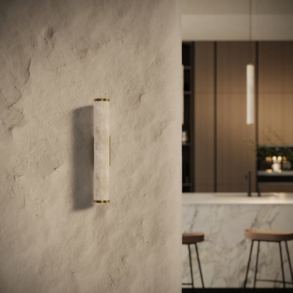 Alabastro Alabaster LED Wall Sconce Light With Brushed Gold Fittings 400mm
