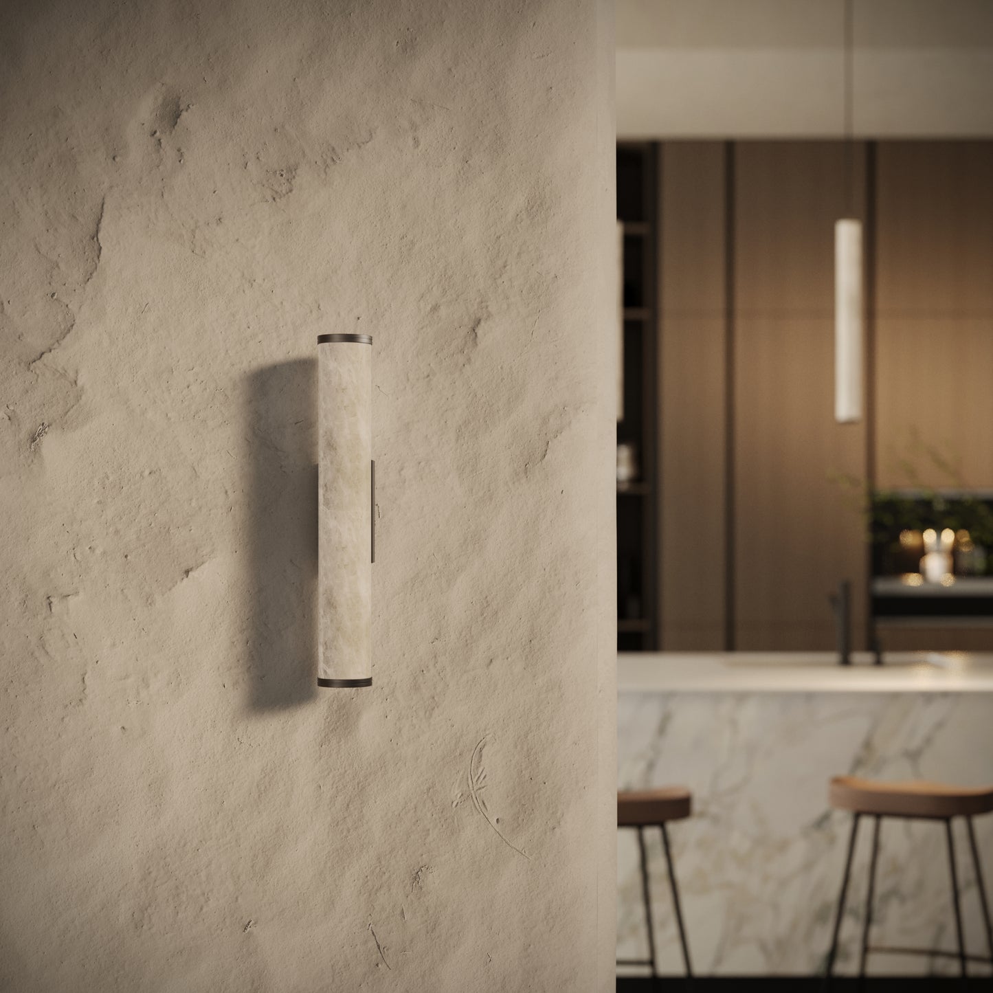 Alabastro Alabaster LED Wall Sconce Light With Deep Bronze Fittings 400mm