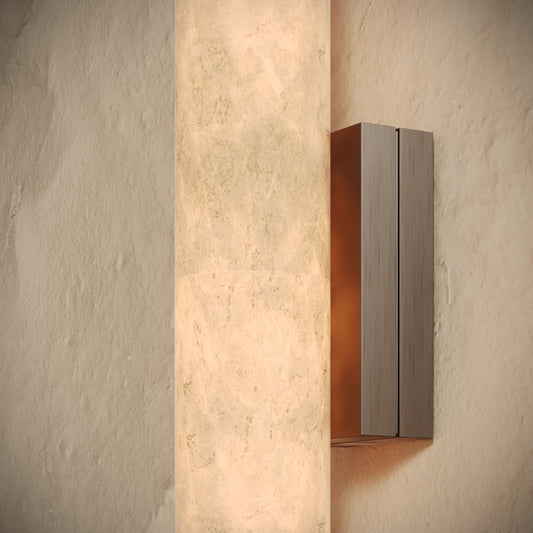 Alabastro Alabaster LED Wall Sconce Light With Deep Bronze Fittings 400mm