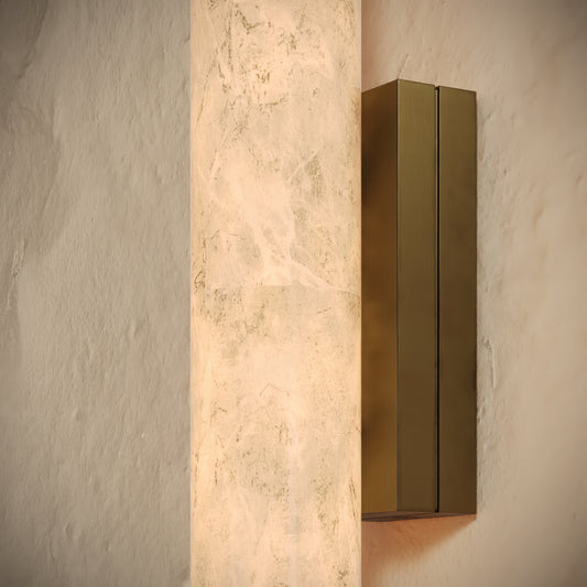 Alabastro Alabaster LED Wall Sconce Light with Burnished Brass Fittings 600mm