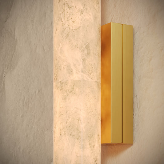 Alabastro Alabaster LED Wall Sconce Light with Brushed Gold Fittings 600mm
