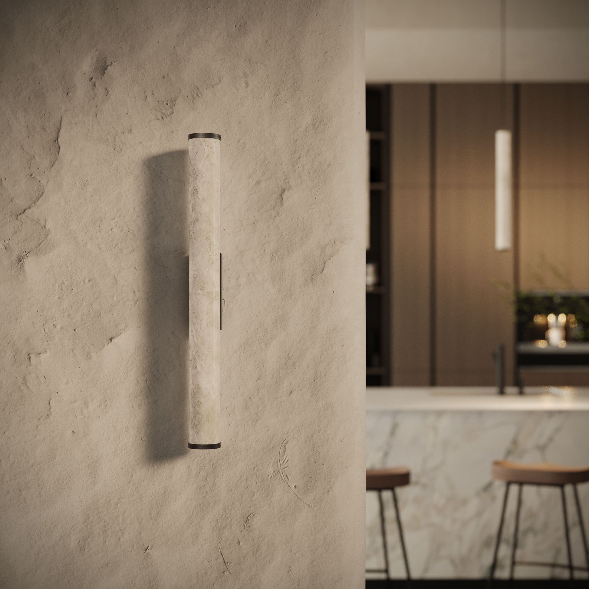 Alabastro Alabaster LED Wall Sconce Light With Deep Bronze Fittings 600mm