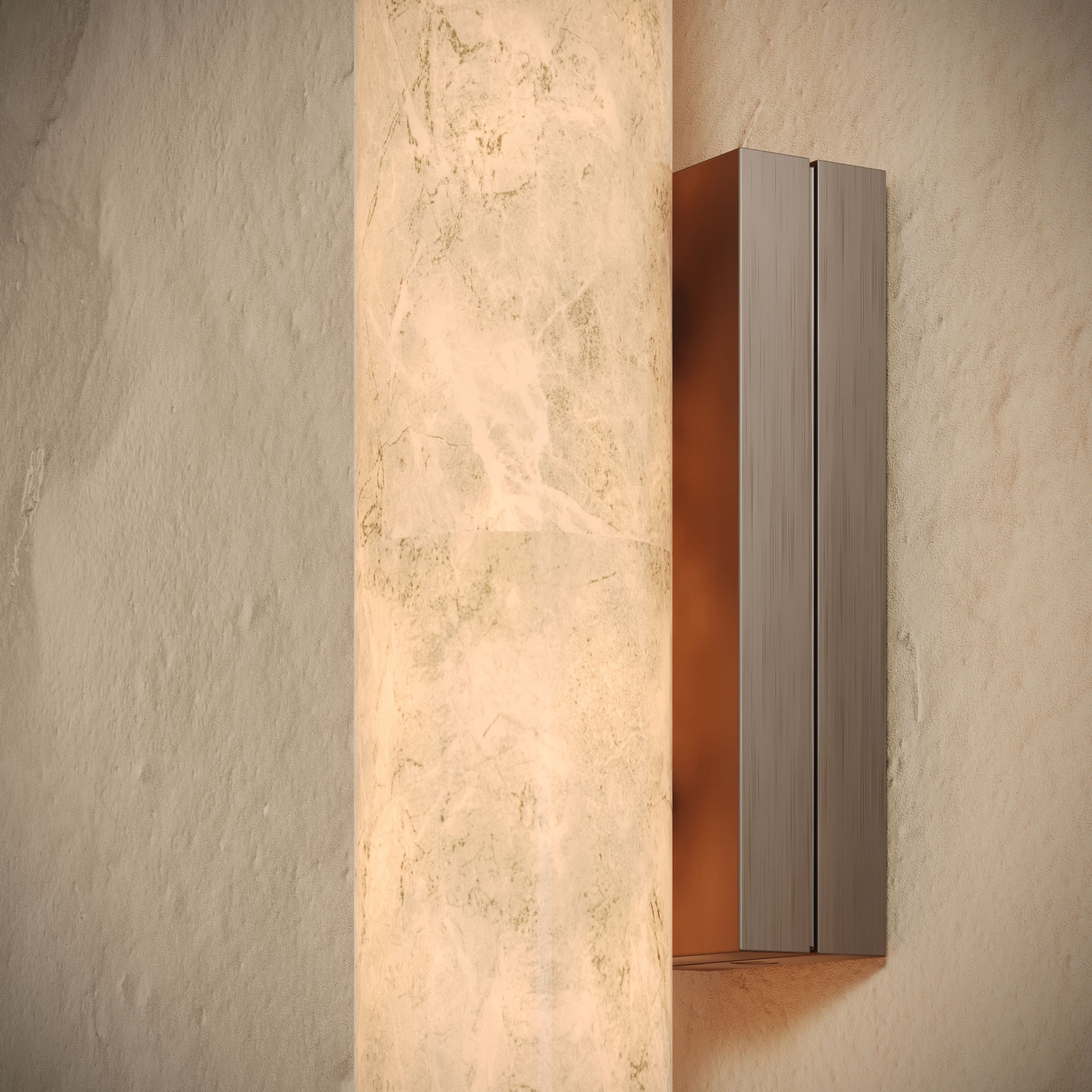 Alabastro Alabaster LED Wall Sconce Light With Deep Bronze Fittings 600mm