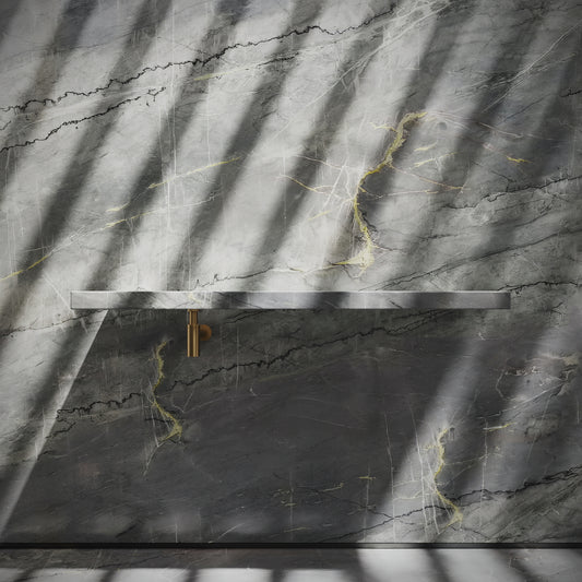 Levitare Amazon Blue Marble Ultra Thin Wall Mounted Basin 1200mm (Offset Waste)