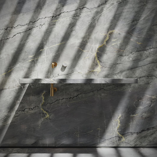 Levitare Amazon Blue Marble Ultra Thin Wall Mounted Basin 1200mm (Offset Waste)