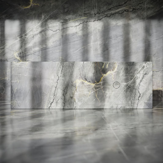 Levitare Amazon Blue Marble Ultra Thin Wall Mounted Basin 1200mm (Offset Waste)