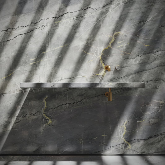 Levitare Amazon Blue Marble Ultra Thin Wall Mounted Basin 1200mm (Offset Waste)