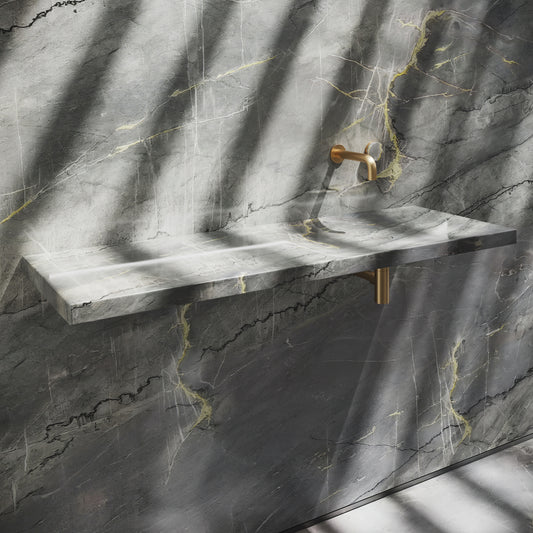 Levitare Amazon Blue Marble Ultra Thin Wall Mounted Basin 1200mm (Offset Waste)