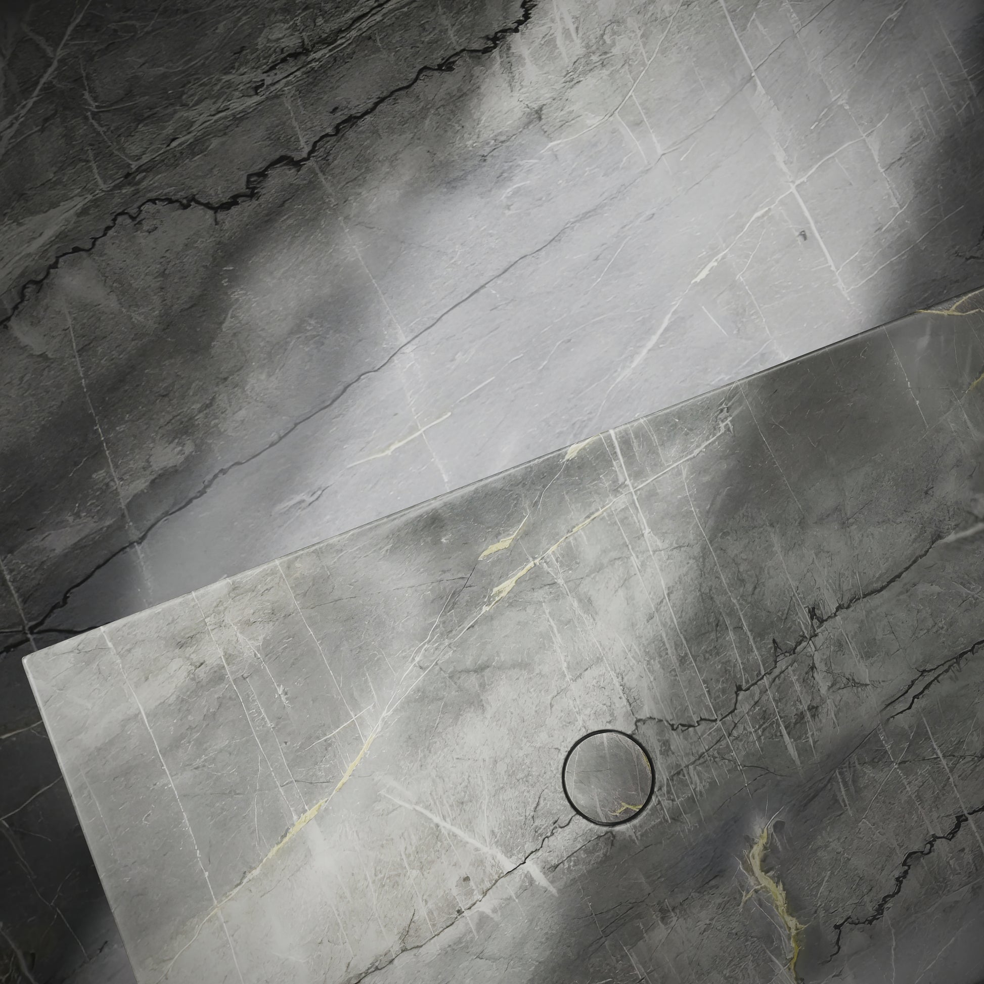 Levitare Amazon Blue Marble Ultra Thin Wall Mounted Basin 1200mm (Offset Waste)
