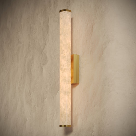 Alabastro Alabaster LED IP44 Wall Sconce Light With Brushed Gold Fittings 600mm