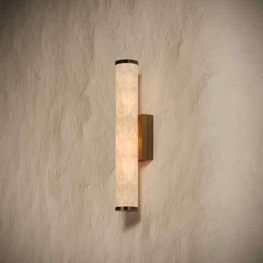 Alabastro Alabaster LED IP44 Wall Sconce Light with Burnished Brass Fittings 400mm
