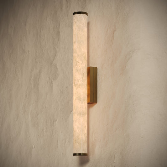 Alabastro Alabaster LED IP44 Wall Sconce Light with Burnished Brass Fittings 600mm