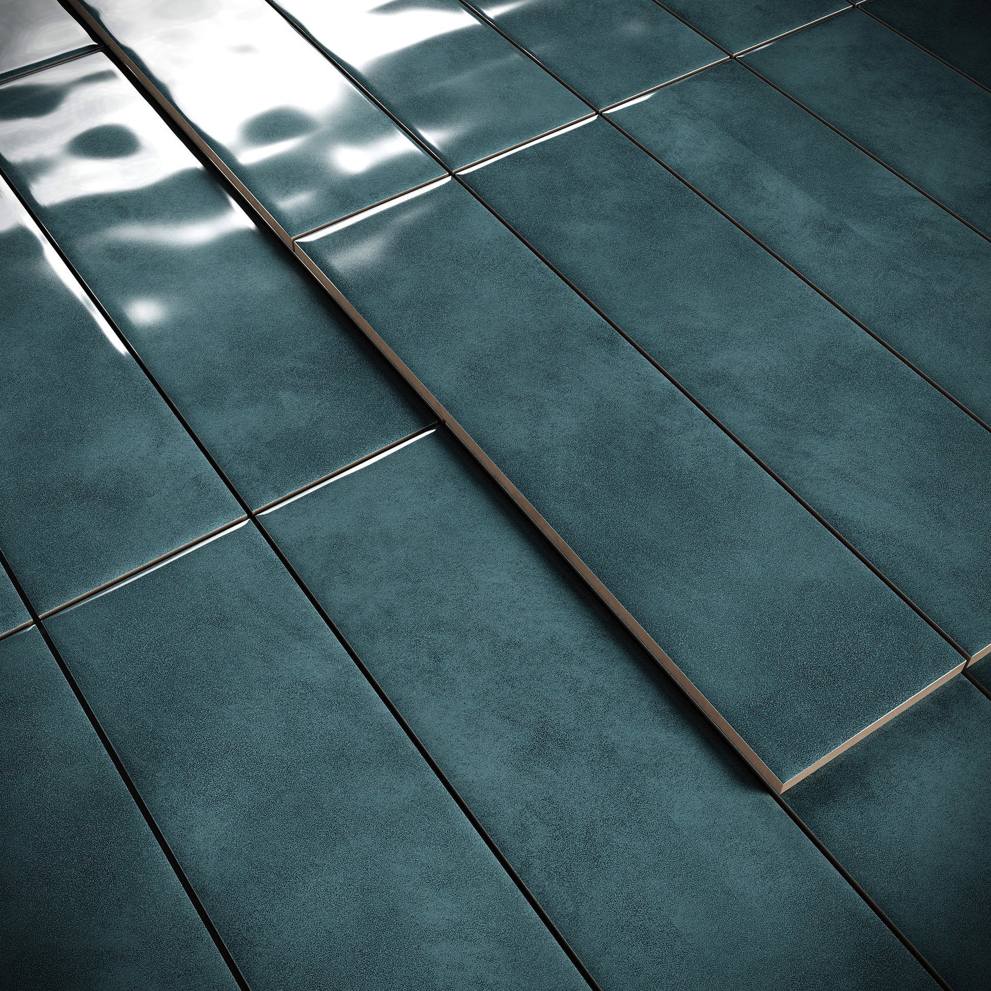 Antique Metro Deep Sea Blue Glazed Porcelain Tile Sample