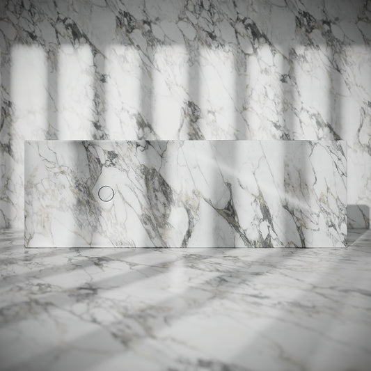 Levitare Arabescato Marble Ultra Thin Wall Mounted Basin 1200mm (Offset Waste)