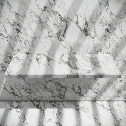 Levitare Arabescato Marble Ultra Thin Wall Mounted Basin 1200mm (Offset Waste)