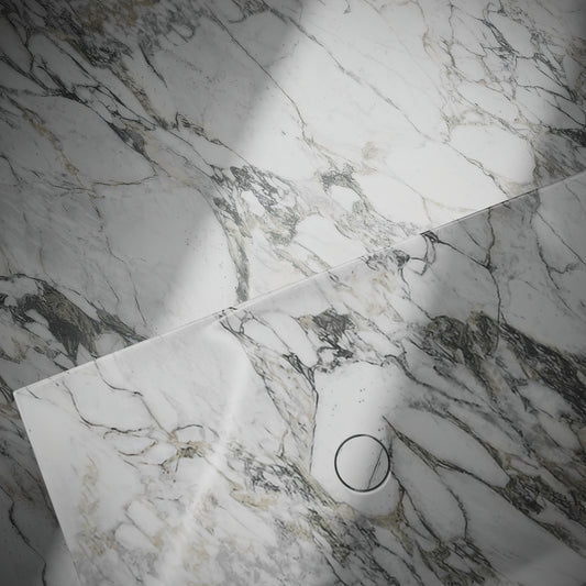 Levitare Arabescato Marble Ultra Thin Wall Mounted Basin 1200mm (Offset Waste)