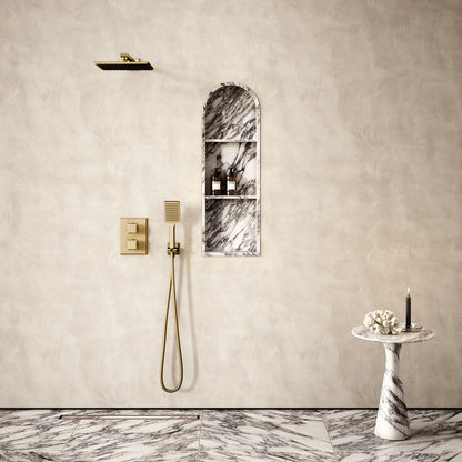 Arco Arabescato Marble Arched Bathroom Shower Niche 300mm