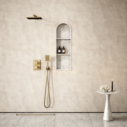 Arco Carrara Marble Arched Bathroom Shower Niche 300mm