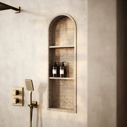 Arco Travertine Stone Arched Bathroom Shower Niche 300mm
