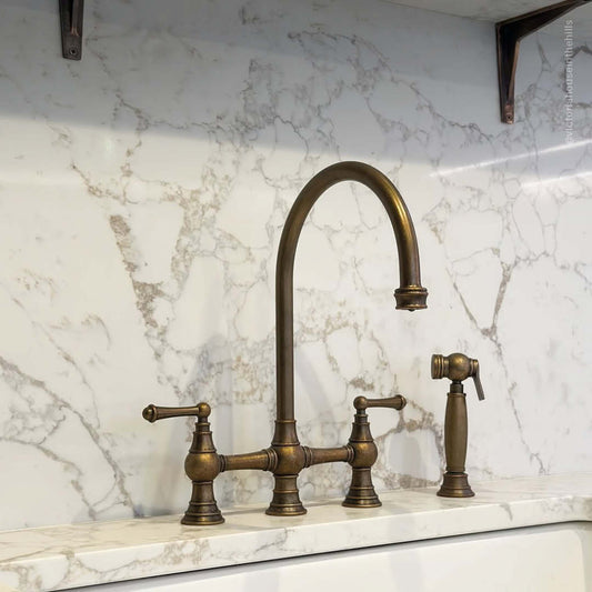 Asbury 4-hole Traditional Kitchen Tap Aged Bronze