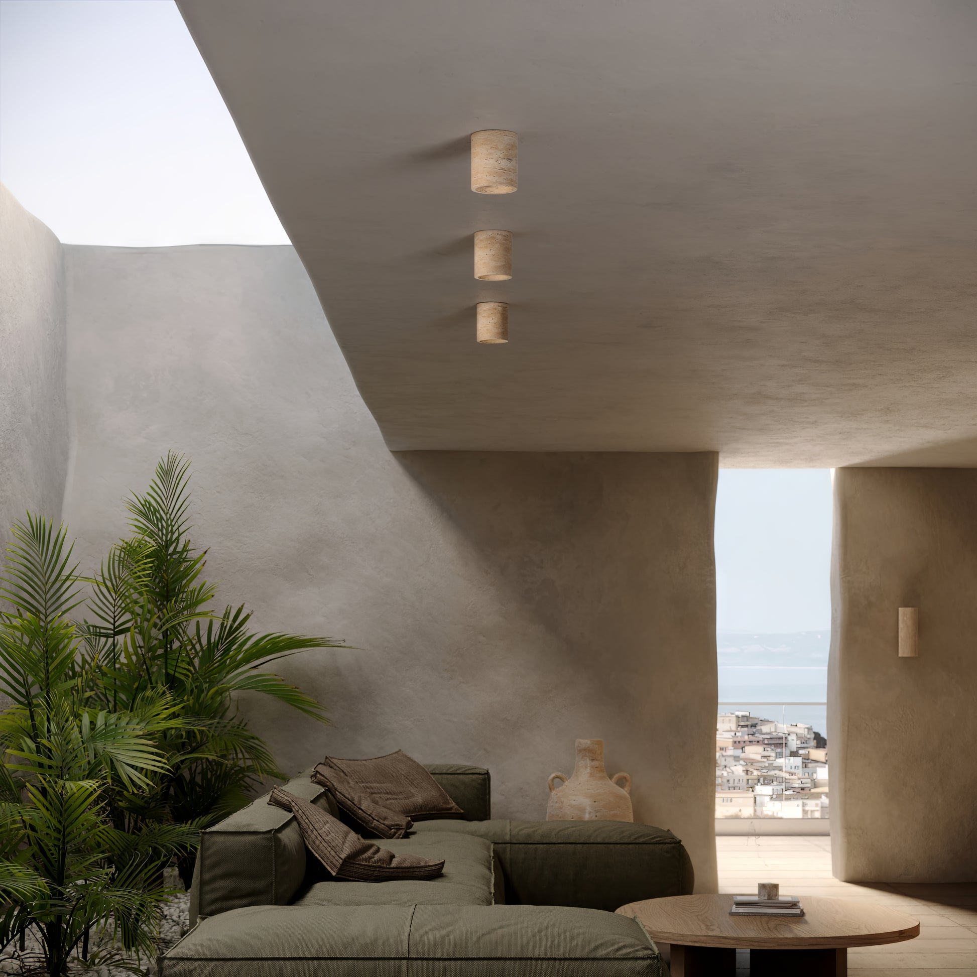 Aurelia Travertine Round Ceiling Light 100mm