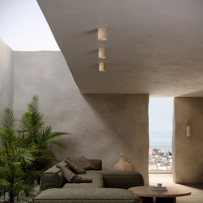 Aurelia Travertine Round Ceiling Light 100mm