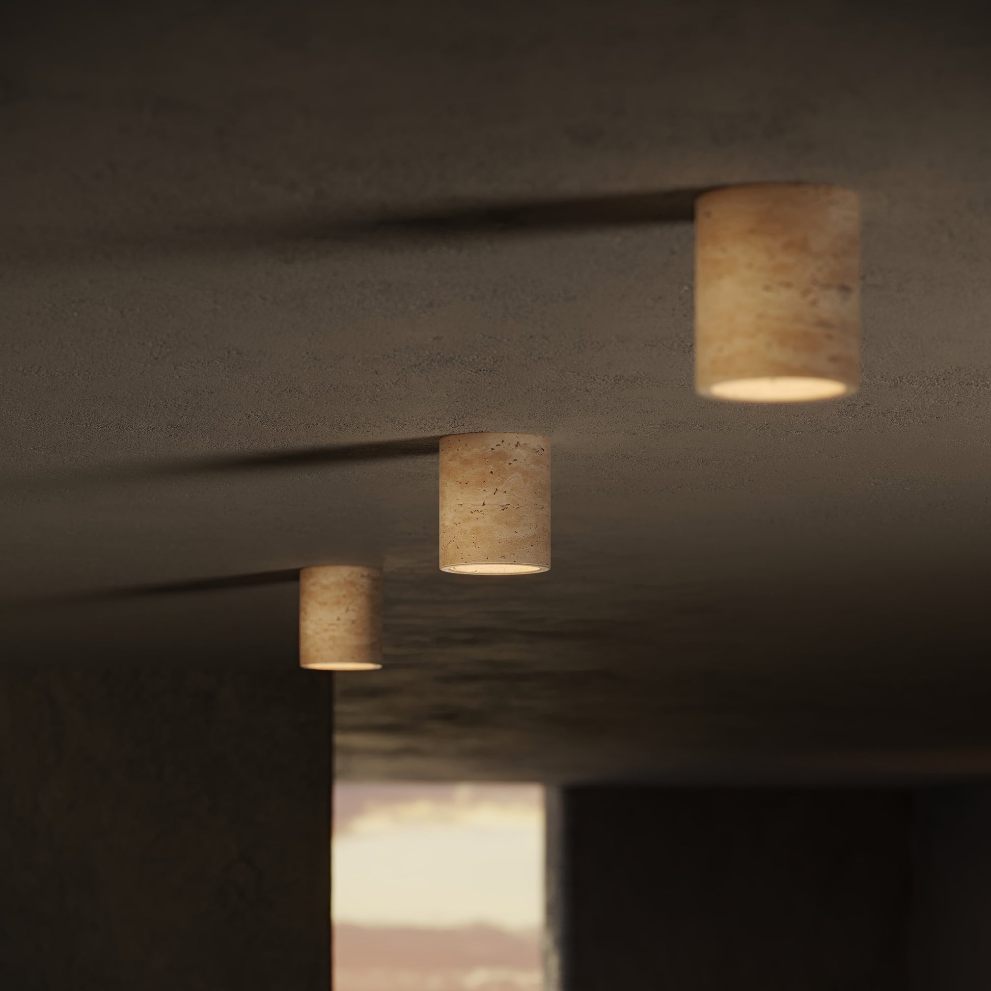 Aurelia Travertine Round Ceiling Light 100mm
