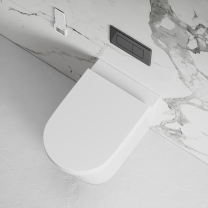 Intellismart Back To Wall Rimless Bidet Toilet with Concealed Cistern and Gunmetal Flush Plate