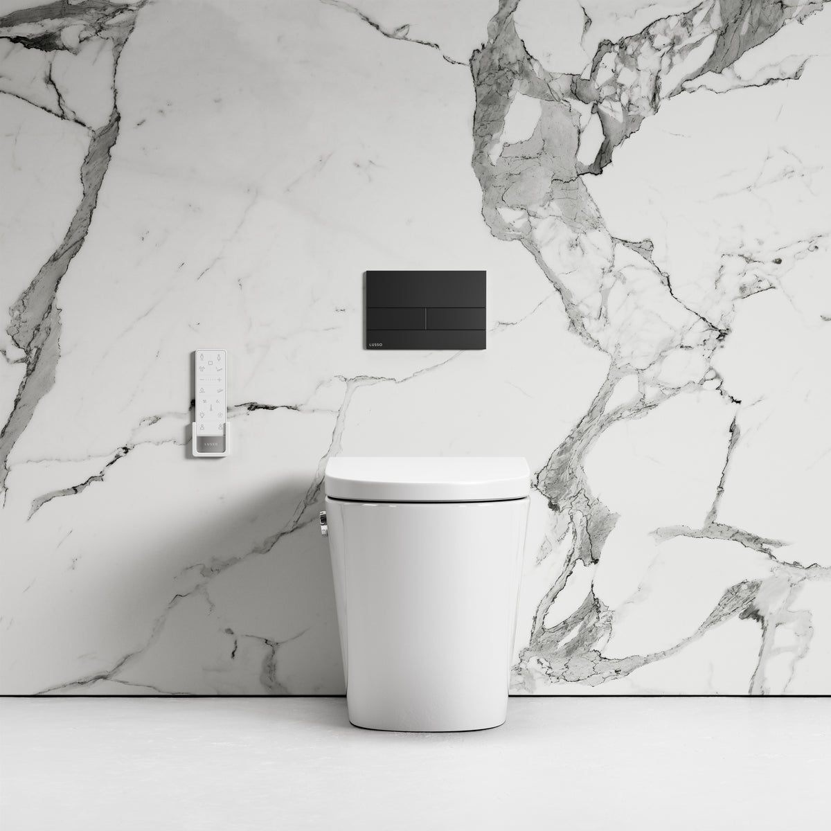 Intellismart Back To Wall Rimless Bidet Toilet with Concealed Cistern and Square Flush Plate