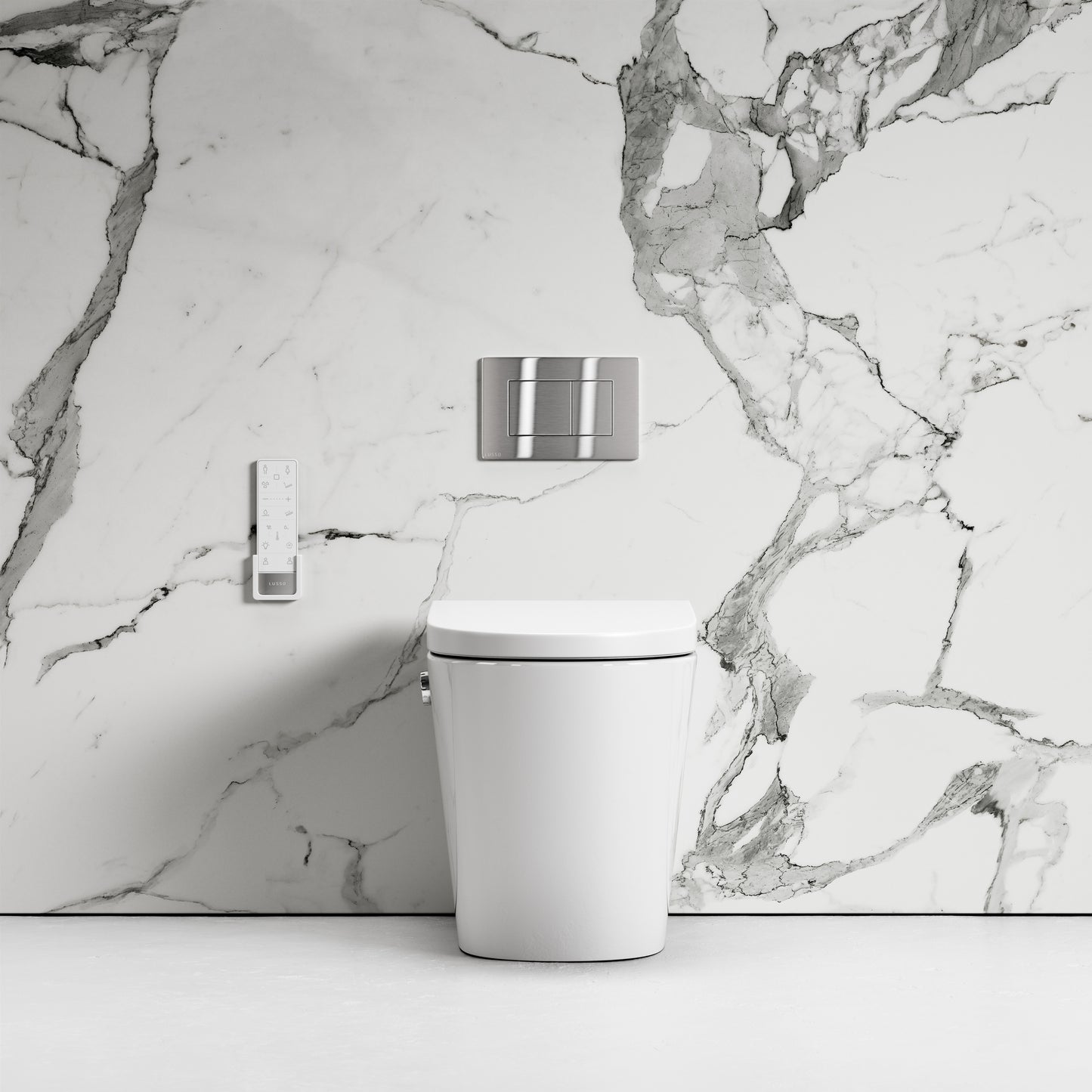 Intellismart Back To Wall Rimless Bidet Toilet with Concealed Cistern and Brushed Stainless Flush Plate