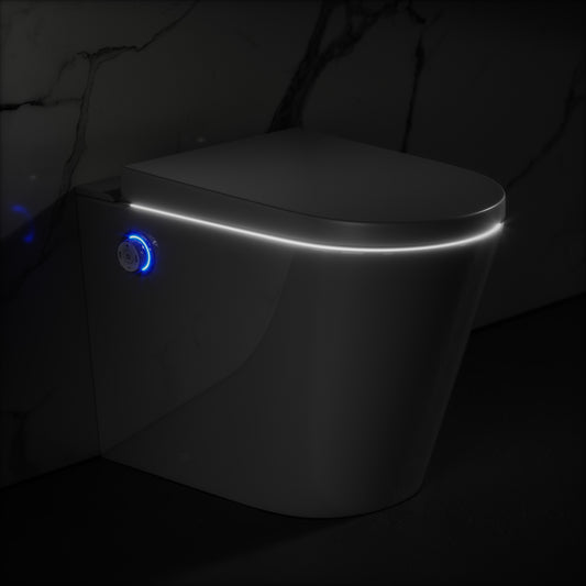 Intellismart Back To Wall Rimless Bidet Toilet with Concealed Cistern and Matte Black Flush Plate