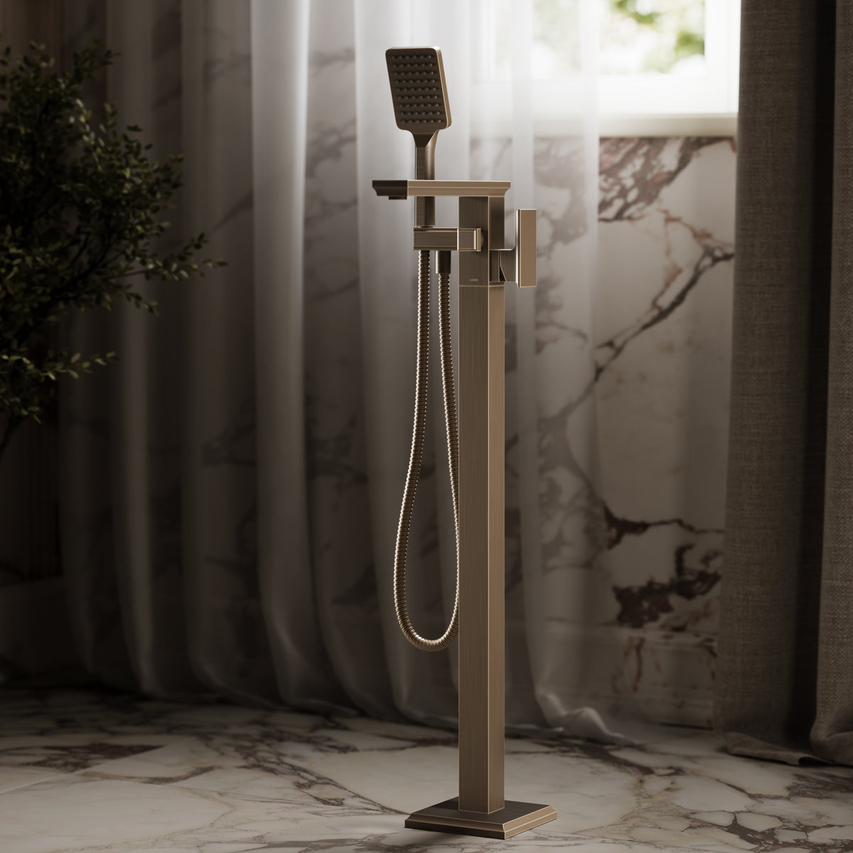 Baroque Brushed Bronze Floorstanding Bath Shower Mixer Tap