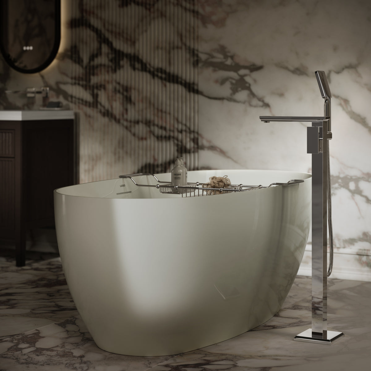 Baroque Chrome Floorstanding Bath Shower Mixer Tap