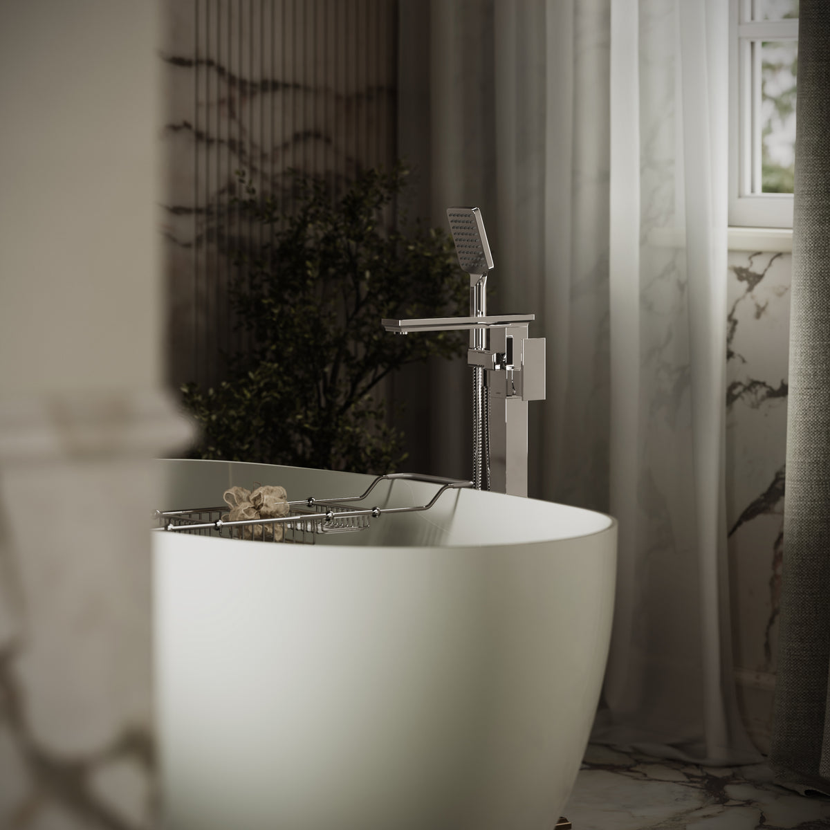 Baroque Chrome Floorstanding Bath Shower Mixer Tap