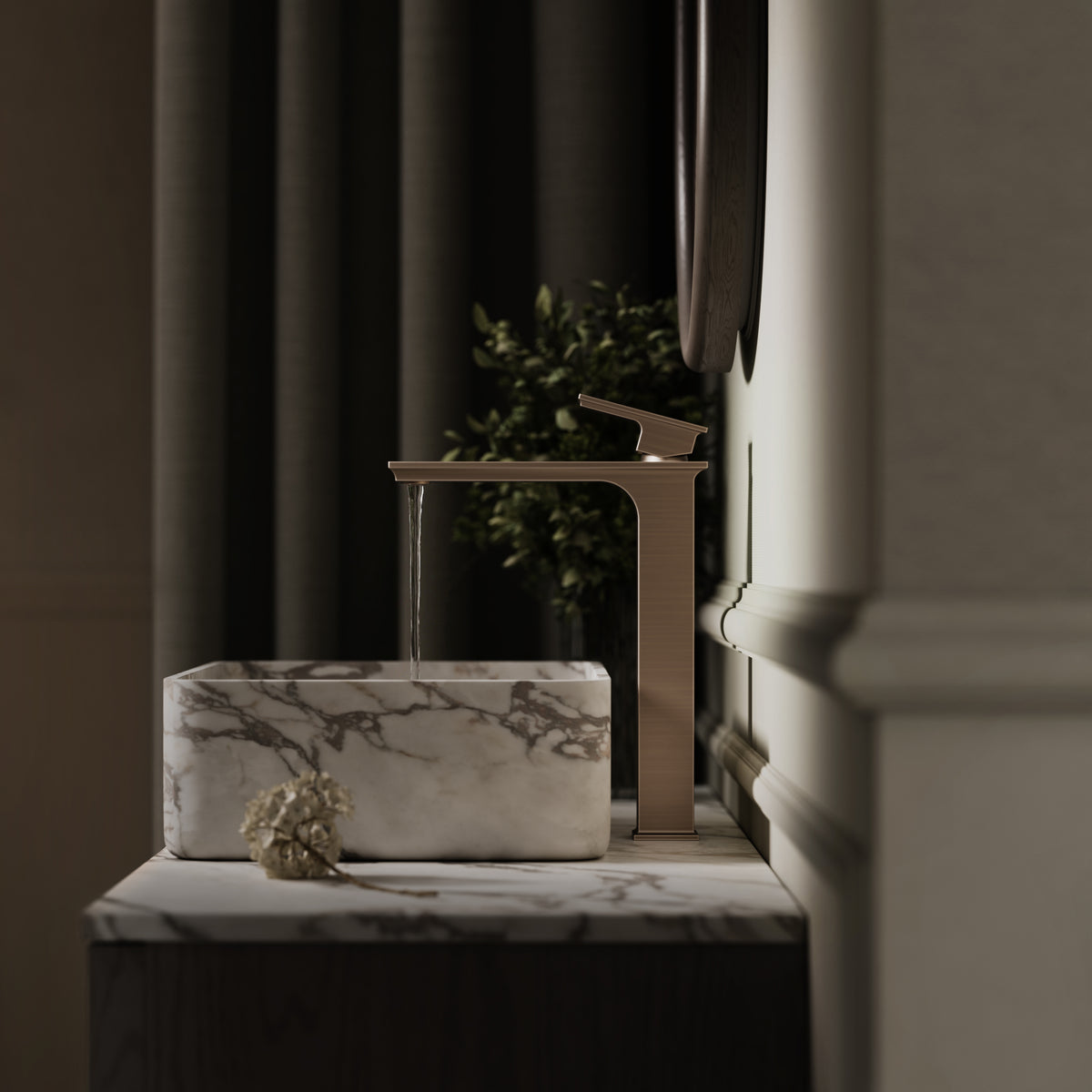 Baroque Brushed Bronze Monobloc Tall Basin Mixer Tap