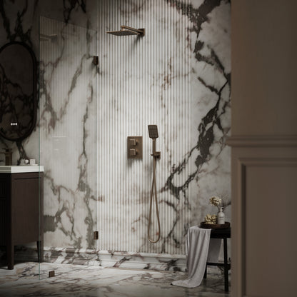 Baroque Brushed Bronze Thermostatic Shower with Handheld Shower