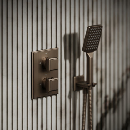 Baroque Brushed Bronze Thermostatic Shower with Handheld Shower