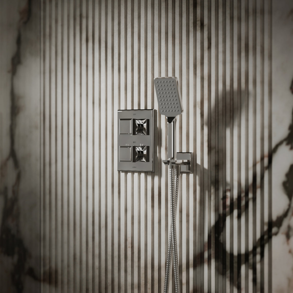 Baroque Chrome Thermostatic Shower with Handheld Shower