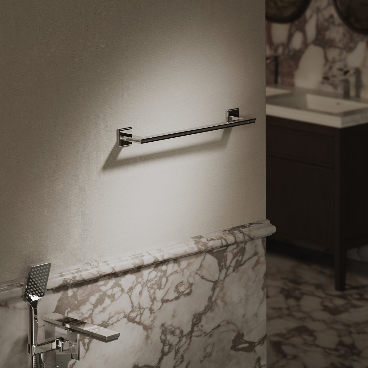 Baroque Chrome Towel Bar Rail 523mm