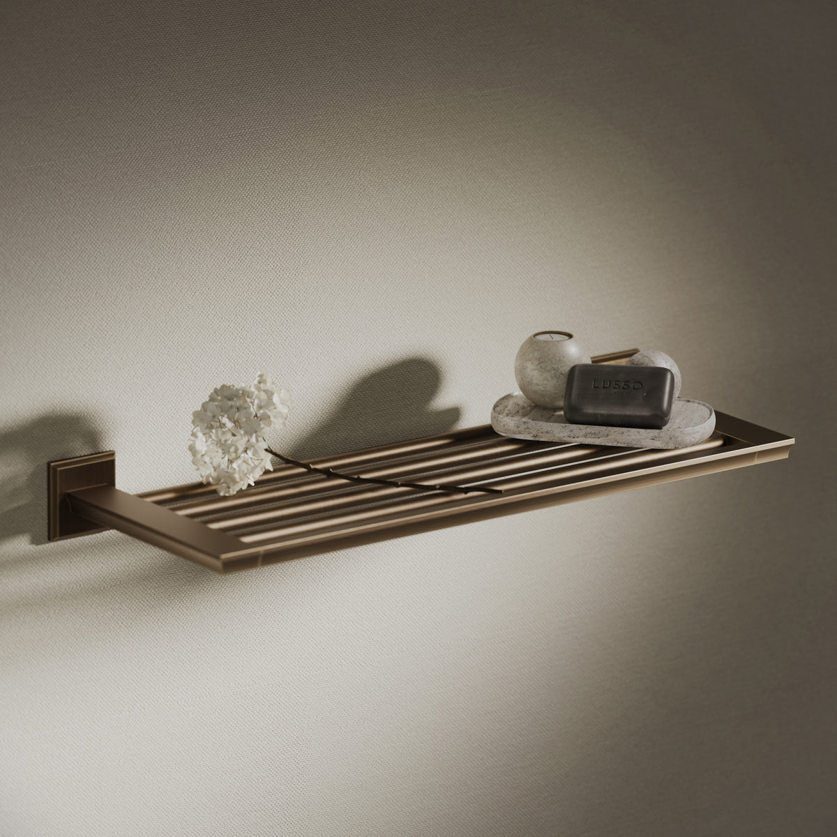 Baroque Brushed Bronze Towel Shelf