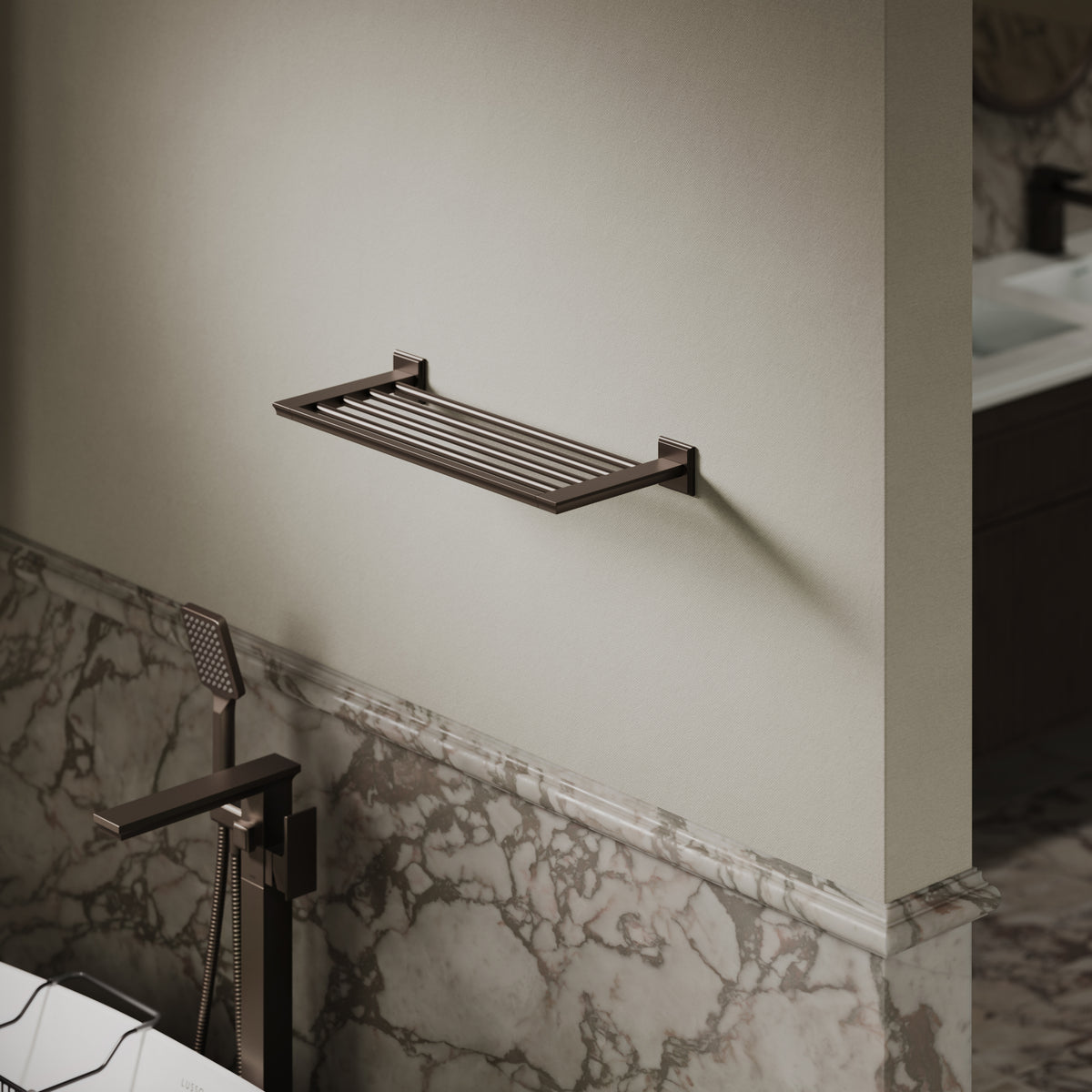 Baroque Deep Bronze Towel Shelf