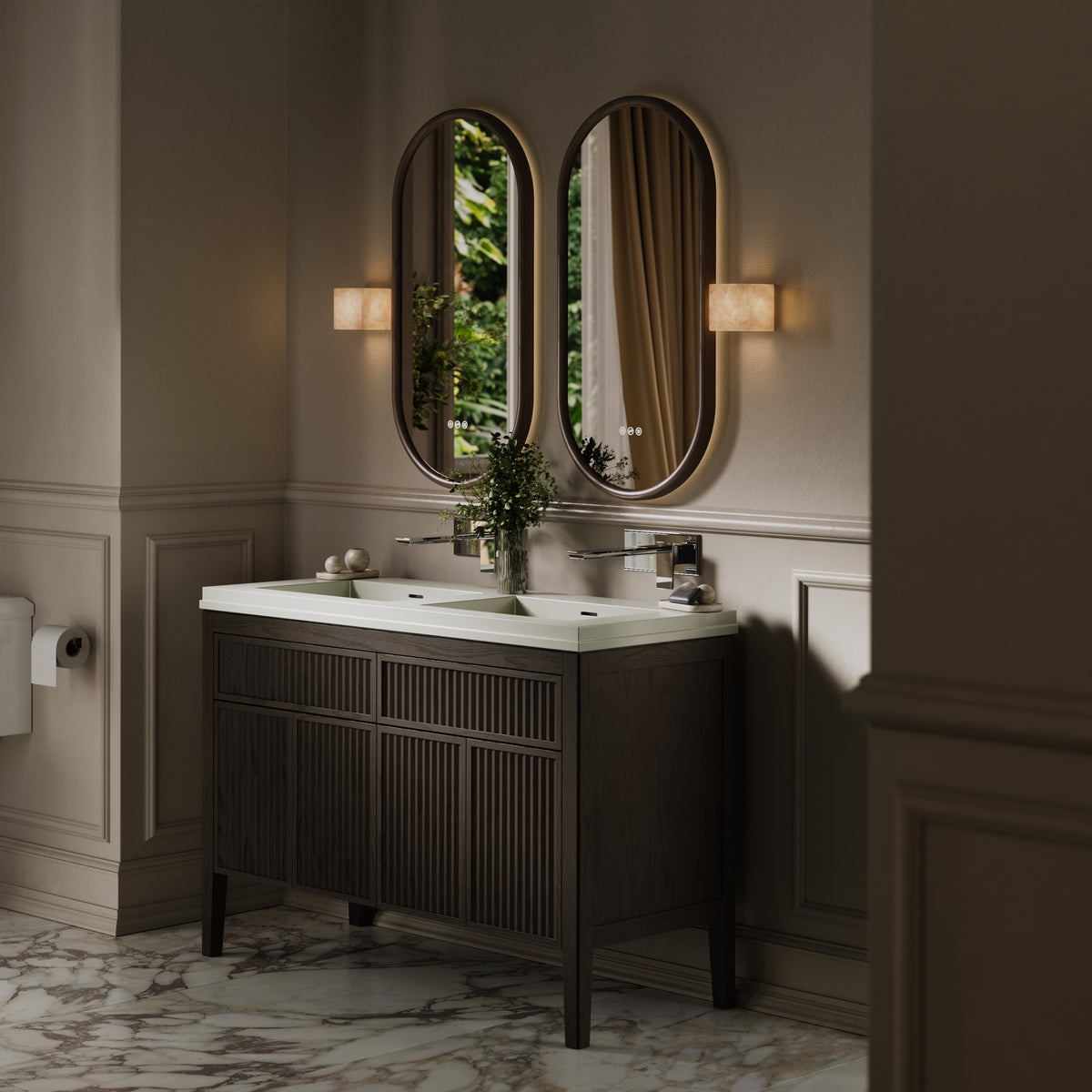Baroque Chrome Wall Mounted Basin Mixer Tap