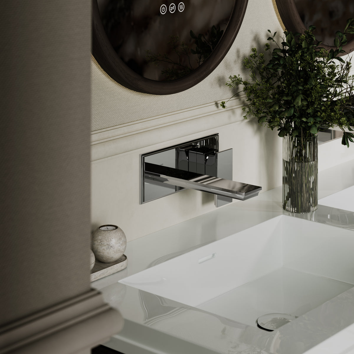 Baroque Chrome Wall Mounted Basin Mixer Tap