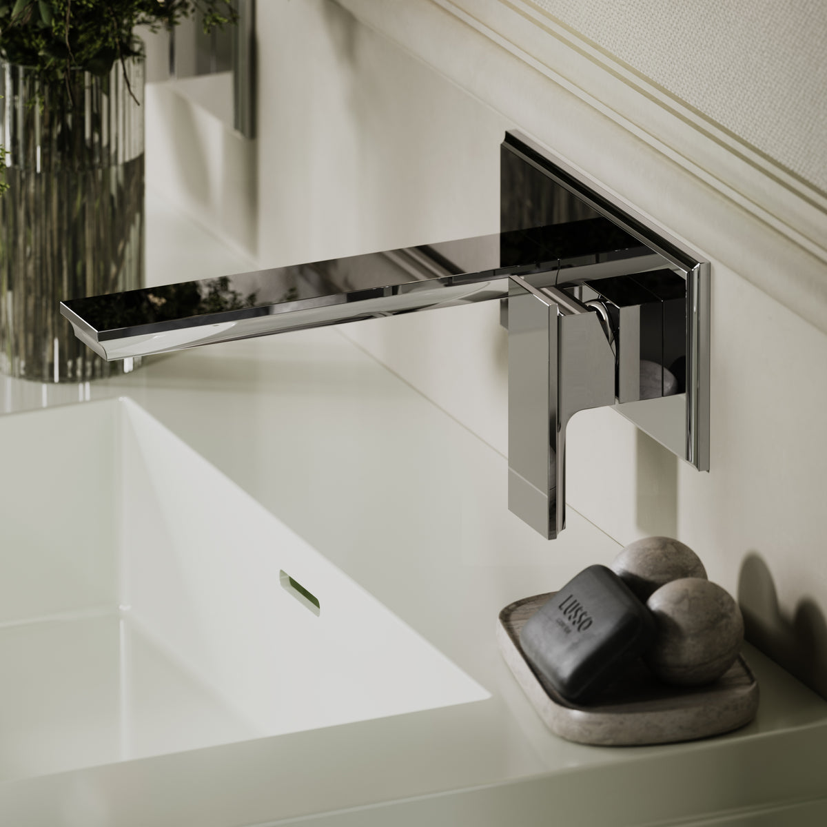 Baroque Chrome Wall Mounted Basin Mixer Tap