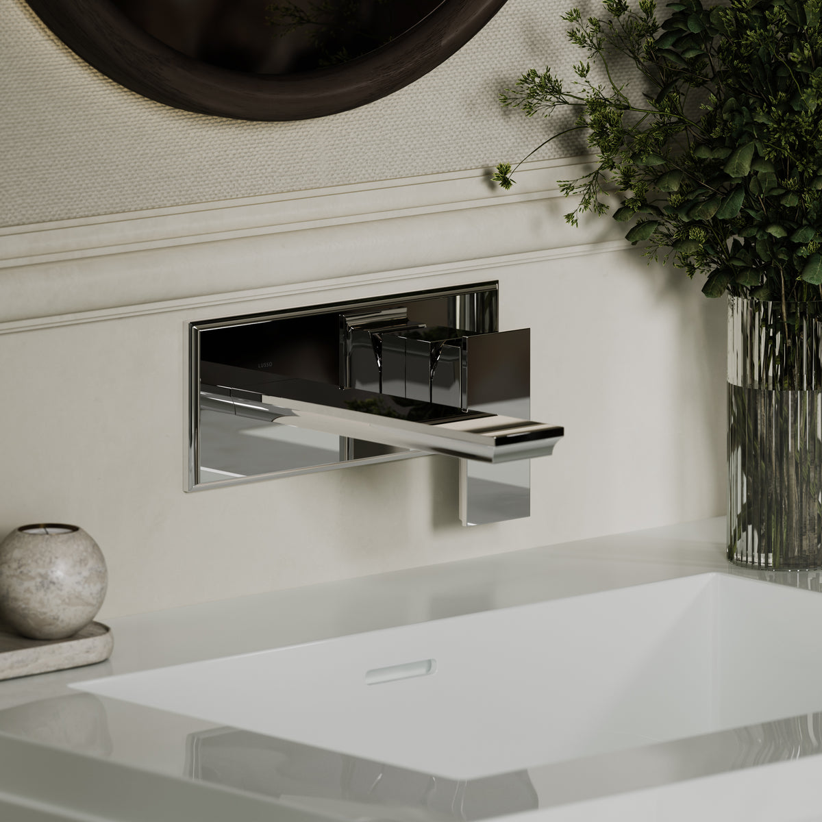 Baroque Chrome Wall Mounted Basin Mixer Tap