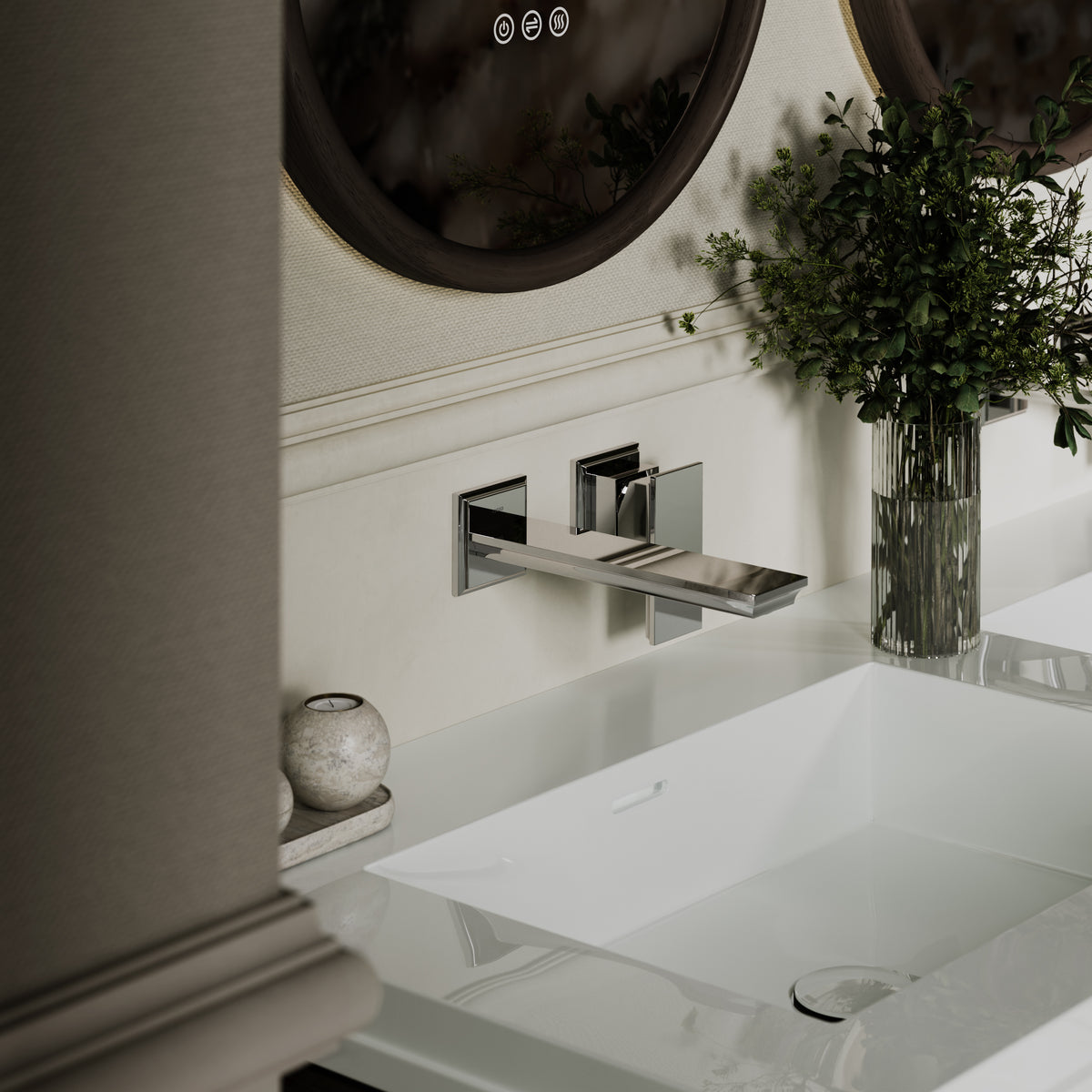 Baroque Chrome Wall Mounted Basin Mixer Tap V2