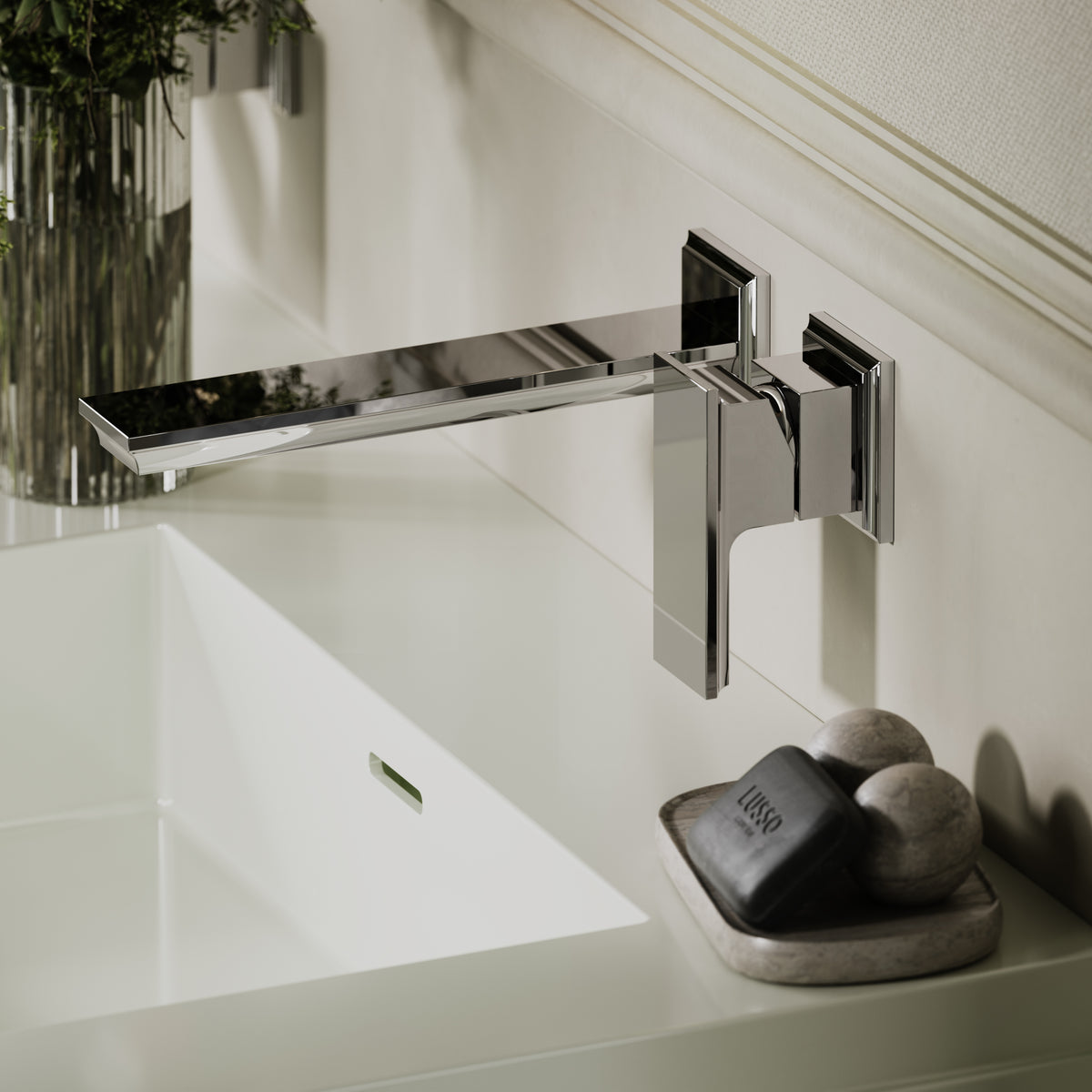 Baroque Chrome Wall Mounted Basin Mixer Tap V2