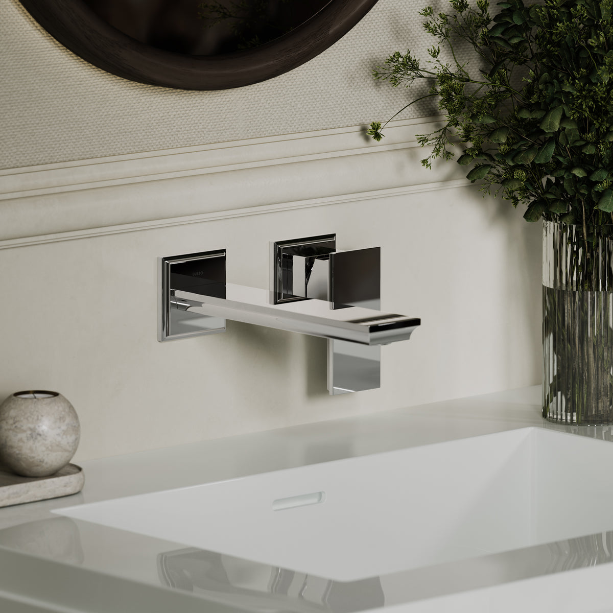 Baroque Chrome Wall Mounted Basin Mixer Tap V2