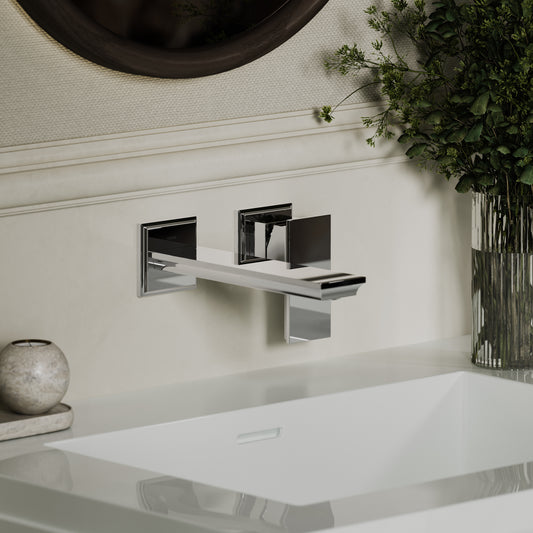 Baroque Chrome Wall Mounted Basin Mixer Tap V2